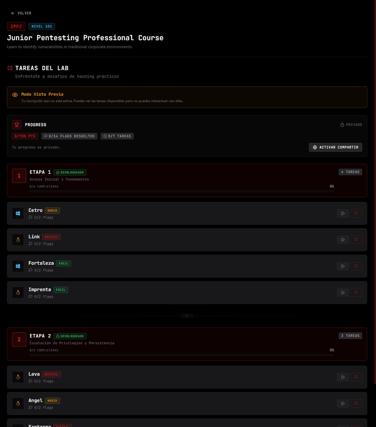 Tasks del CPPJ en modo vista previa